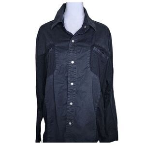 Vintage 90s Snap Front Shirt Mens Size XL Black Goth Punk Mesh Back